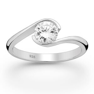 Sterling Silver & Cubic Zirconia Tension-Set Solitaire Ring